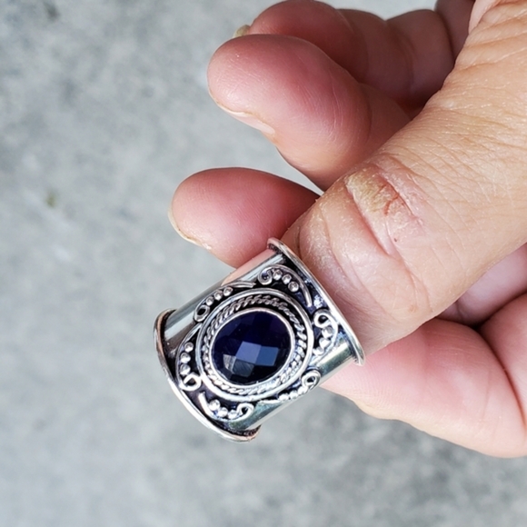 Lapis Cigar band sterling ring 8/8.5 - Picture 5 of 8